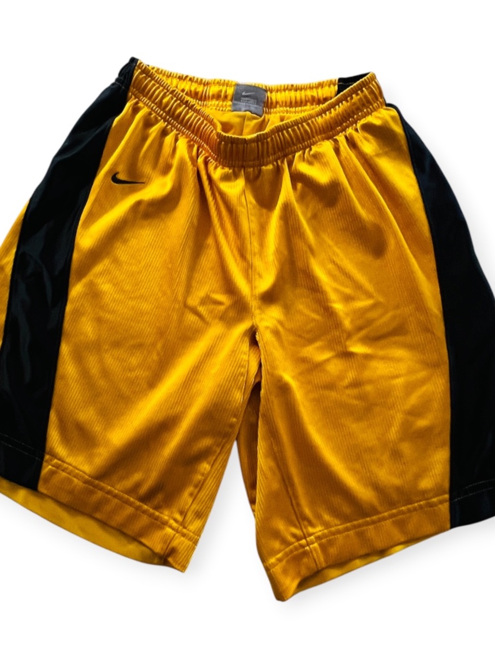 Nike Basketball Shorts Med 10-12 NIKEHOOPS Logo Drawstring Waist Gold & Black